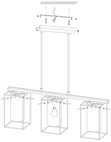 Eglo 94378 - Lustra LONCINO 1 3xE27/60W/230V
