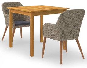 vidaXL Set mobilier de grădină, 3 piese, maro