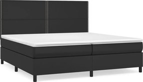 vidaXL Pat box spring cu saltea, negru, 200x200 cm, piele ecologică