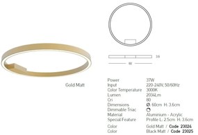 Plafoniera LED dimabila design slim Ridley negru D-60cm
