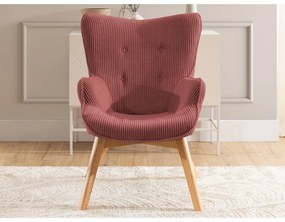 Fotoliu roșu cu tapițerie din catifea reiată Niko – Ropez