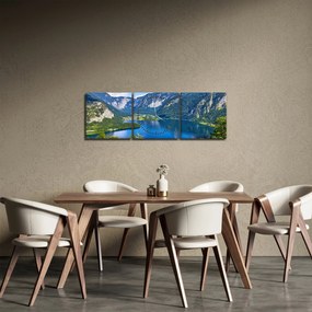 Tablou - Lacul Hallstatt, Hallstatt, Austria (cu ceas) (90x30 cm)