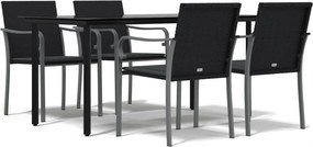 vidaXL Set mobilier de grădină cu perne, 5 piese, poliratan și oțel