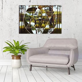 Tablou - Colaj geometric pe fundalul pădurilor nordice (90x60 cm)