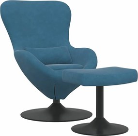 vidaXL Scaun Egg cu Taburet with Footstool albastru Catifea