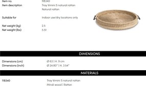 Tava design LUX realizata manual din ratan Vimini S