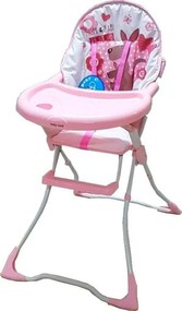 Scaun de masa pentru copii si bebe Baby Care™ CH ,pliabil, centura de siguranta, sezut comfortabil, masuta detasabila, model Cangur , Roz