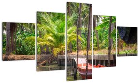 Tablou - Nava din lemn  în canal , Thailand (125x70 cm), în 40 de alte dimensiuni noi
