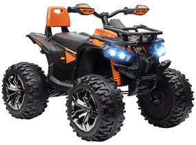 HOMCOM Vehicul pentru copii 12V cu funcție înainte-înapoi, player MP3, far, 3-8 km/h, 3-5 ani, Portocaliu | Aosom Romania