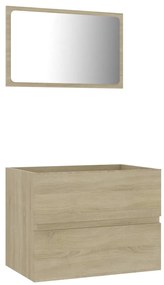 Set mobilier baie, 2 piese, stejar Sonoma, PAL Stejar sonoma, Dulap pentru chiuveta + oglinda, 1