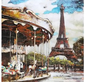 Tablou metal 3D Paris 100x100 cm