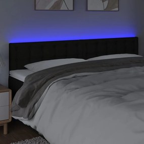 3122070 vidaXL Tăblie de pat cu LED, negru, 200x5x78/88 cm, textil