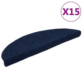 vidaXL Covorașe autoadezive pentru scări, 15 buc., 56x17x3 cm, semirotunde, bleumarin