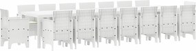 vidaXL Set de masă de grădină cu perne cu pernă 17 pcs Alb PP