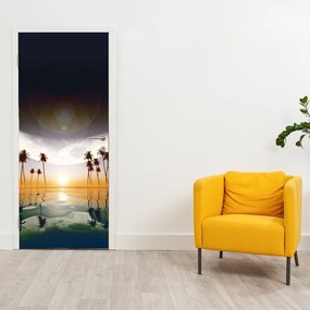 Fototapet pentru ușă - Luna și palmieri (95x205cm)