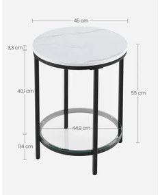 Măsuță laterală SID, neagră/albă