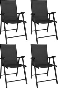 Outsunny Set de 4 scaune de grădină pliabile Structură oțel robustă fără asamblare Spătar înalt ergonomic 58x62x97cm Negru | Aosom Romania
