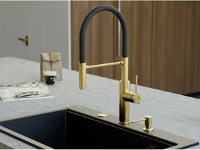Baterie bucatarie cu pipa flexibila Quadron Q-Line Gemma finisaj auriu lucios-negru mat