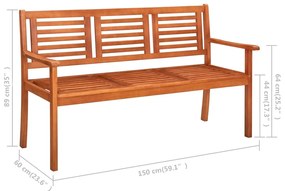 Banca gradina 3 locuri, cu perna, 150 cm, lemn masiv eucalipt Antracit, 150 cm, 1
