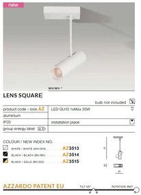 Spot directionabil cu brat, aplicat de tavan/plafon LENS SQUARE alb
