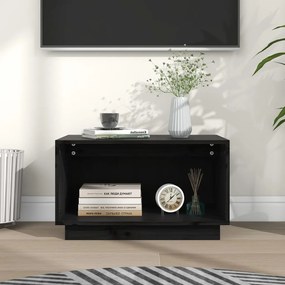 vidaXL Comodă TV, negru, 60x35x35 cm, lemn masiv de pin