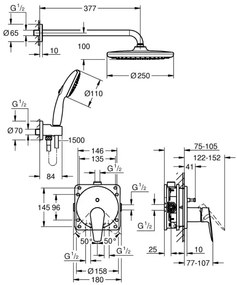 GROHE 25293000 - Set de duș START EDGE, 250 mm, crom lucios