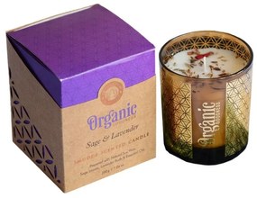 Lumânare aromată organică Sage &amp; Lavender 200g în sticlă cu folie aurie