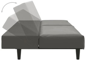 Canapea extensibila cu 2 locuri, gri, piele ecologica Gri, Fara scaunel pentru picioare Fara scaunel pentru picioare