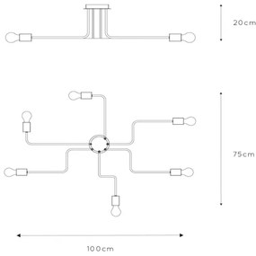 Lustră aplicată Lucide 21112/06/30 LESTER 6xE27/40W/230V negru