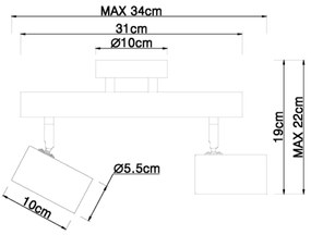 Spot HERTI 2xGU10/5W/230V lemn/metal Globo 57913-2