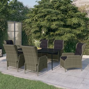 Set mobilier pentru gradina, 7 piese, maro Maro, Lungime masa 200 cm, 7