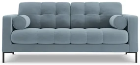Canapea Bali Light Blue, 2 locuri/catifea/picioare negre