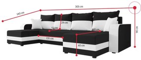 Supermobel Canapea extensibilă în formă de U HEWLET N, 313x80x139 sawana 14/sawana 05