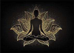 Tablou pe sticlă - Silueta într-o floare de lotus (70x50 cm)