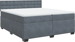 vidaXL Pat box spring cu saltea, gri închis, 200x200 cm, catifea