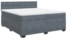 3286415 vidaXL Pat box spring cu saltea, gri închis, 200x200 cm, catifea