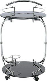 Carucior servire VESNA, crom/negru, sticla/metal, 52x45x74 cm