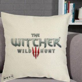 Perna Personalizata The Witcher 3 Wild Hunt, 40x40 cm, Ecru, Husa Detasabila, Perna Inclusa, BEKZ®