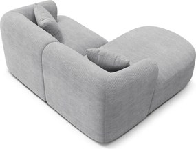 Colțar gri deschis cu tapițerie din catifea reiată (cu colț pe partea stângă/cu șezlong) Campi – Cosmopolitan Design