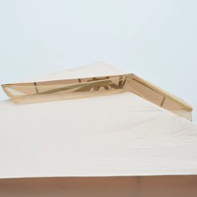 Outsunny Pavilion de Grădină cu Acoperiș Dublu din metal și Poliester,Bej, 3x3m