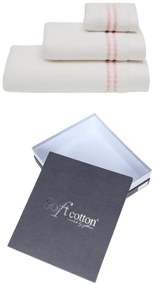 Set cadou prosoape și prosop de corp CHAINE, 3 buc Alb – Broderie roz