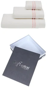 Set cadou prosoape și prosop de corp CHAINE, 3 buc Alb – Broderie roz