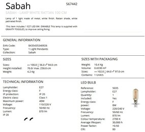 Lustra din ratan design boho style Sabah alb 100cm