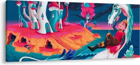 Tablou - Prinț și prințesa cu dragon (120x50 cm)