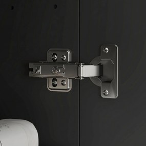 HOMCOM Dulap Suspendat de Baie cu 2 Uși cu Oglindă și 2 Rafturi Interne 60x15x75cm, Negru | Aosom Romania