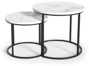 Set 2 mese de cafea Oreo marmura alba/negru – d 43-53 x h 35-45 cm