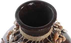 Vază decorativă Balinese multicolor din bambus cu structură din scoici, "Samudra"