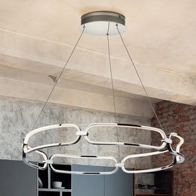 Lustra LED suspendata design ultra-modern, dimabila cu telecomanda, 80cm Colette crom
