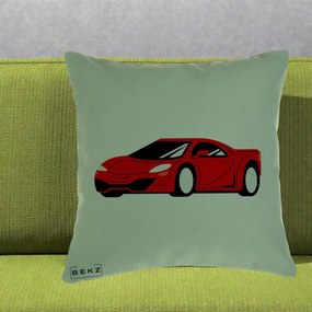 Perna Personalizata Masina Sport Rosie Grafic, 40x40 cm, Verde, Husa Detasabila, Perna Inclusa, BEKZ®