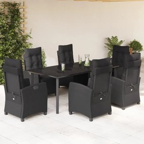 3212972 vidaXL Set mobilier de grădină cu perne, 7 piese, negru, poliratan